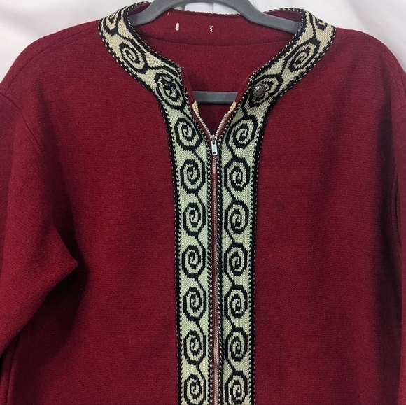 Vintage Nordic Zip Front 40s/50s Era Cardigan Sz L - Picture 4 of 14